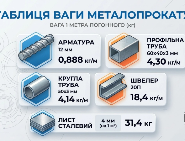Вага металопрокату: зручні таблиці для розрахунку маси арматури, труб та швелера